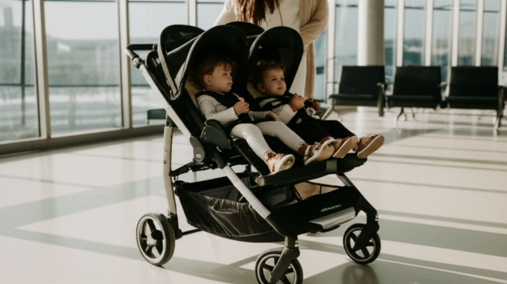 Simplify travel with two kids! The Nuna TRVL dubl double stroller offers effortless one-hand fold, compact design, and lightweight portability for smooth advent...