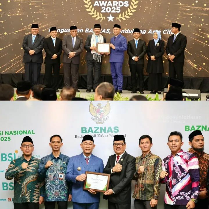 Lubuk Linggau Berprestasi,Walikota Rahmat Hidayat Terima Penghargaan BAZNAS Award 2025.