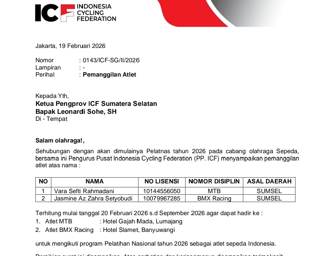 2 Atlet Sepeda Sumsel Dipanggil Pelatnas